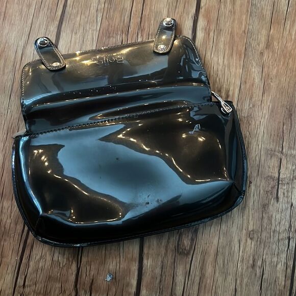 Beijo Shiny Grey Patent Leather Clutch - Picture 3 of 3